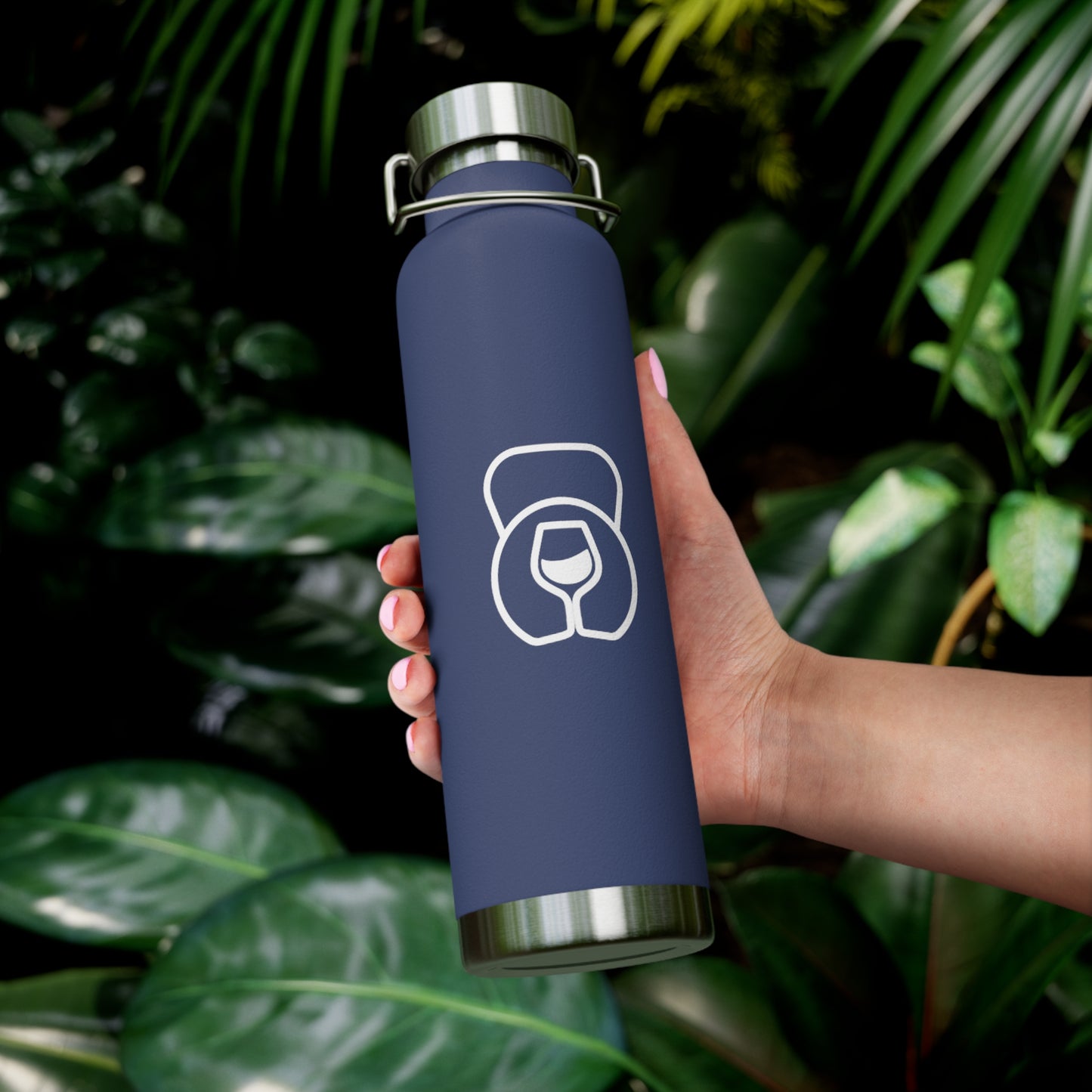 Dr. Wine and Wellness Logo, Copper Vacuum Insulated Bottle, 22oz