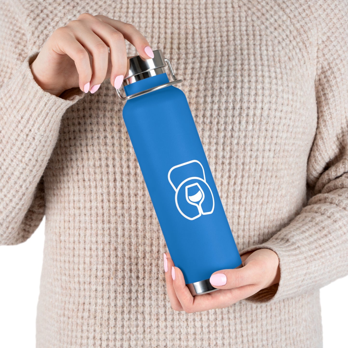 Dr. Wine and Wellness Logo, Copper Vacuum Insulated Bottle, 22oz