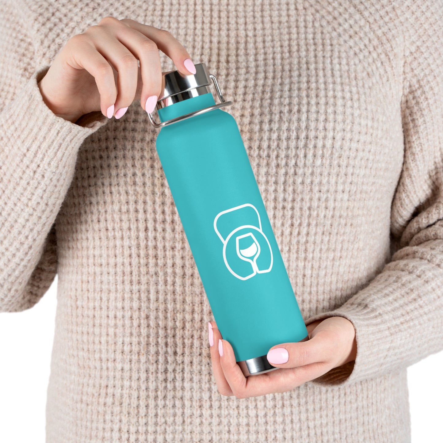 Dr. Wine and Wellness Logo, Copper Vacuum Insulated Bottle, 22oz