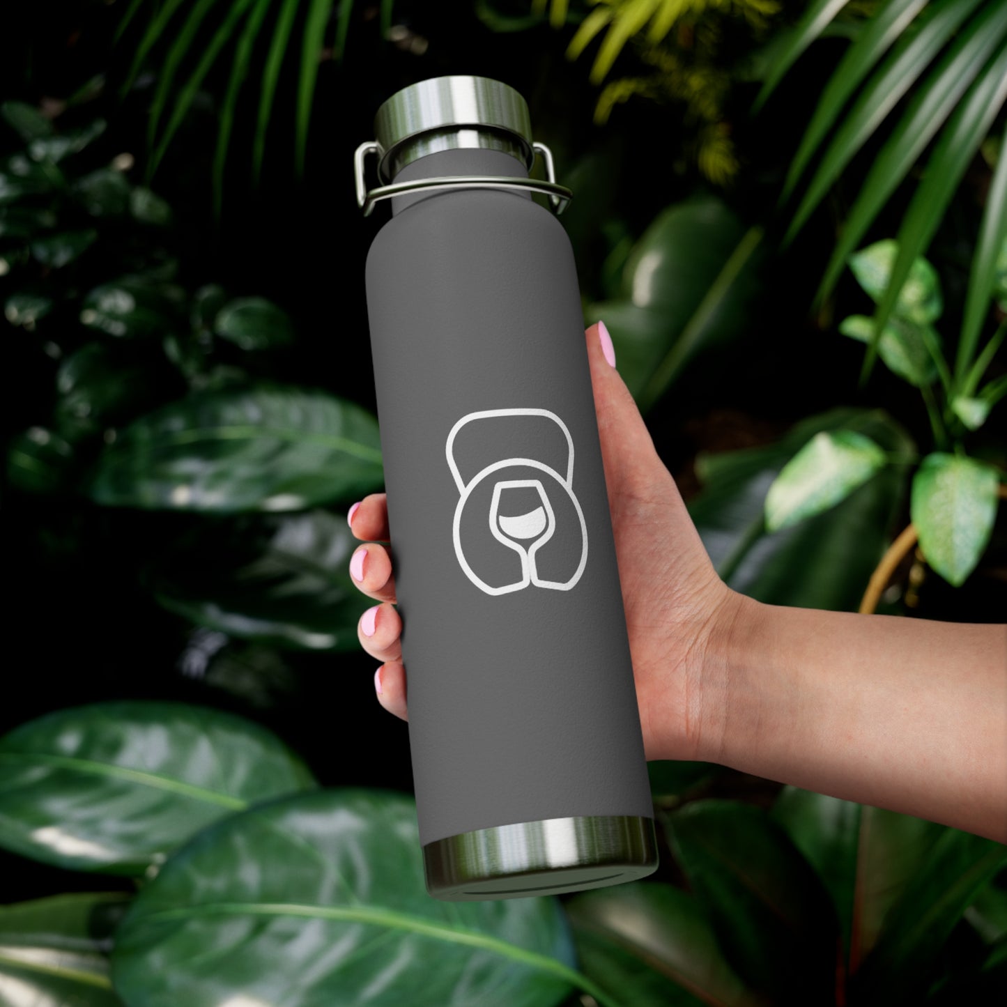 Dr. Wine and Wellness Logo, Copper Vacuum Insulated Bottle, 22oz