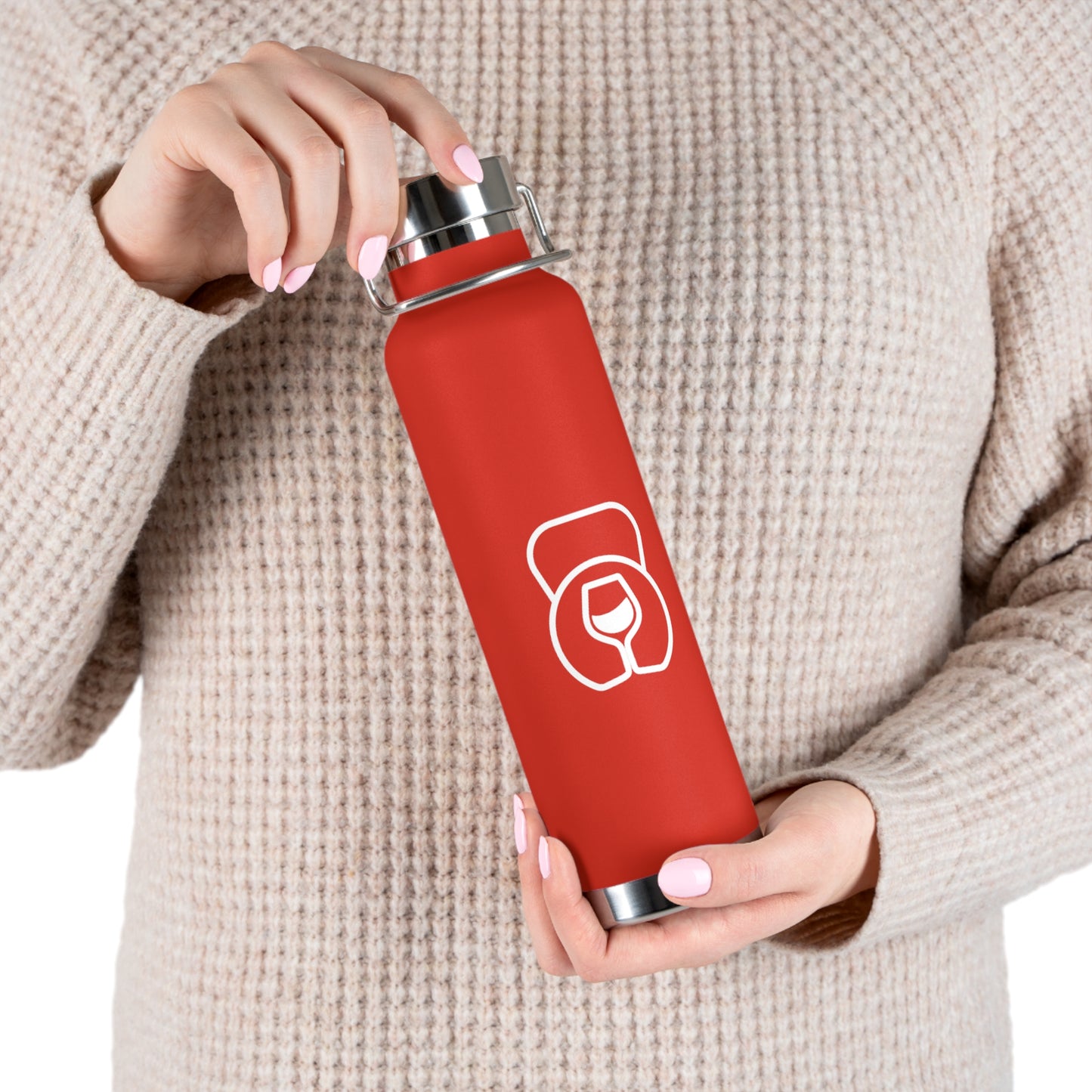Dr. Wine and Wellness Logo, Copper Vacuum Insulated Bottle, 22oz